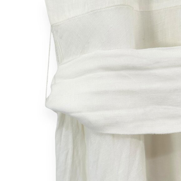 Zara White Three Quarter Sleeve Lightweight Linen Belted Midi Dress sz XS - Picture 8 of 13
